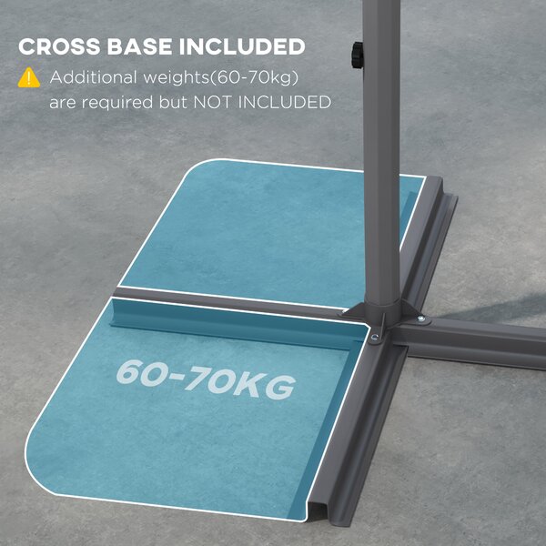 Outsunny Waterproof Cantilever Parasol: 2.7m UV-Protective Shade with Sturdy Cross Base, Adjustable Tilt, Grey Aosom UK