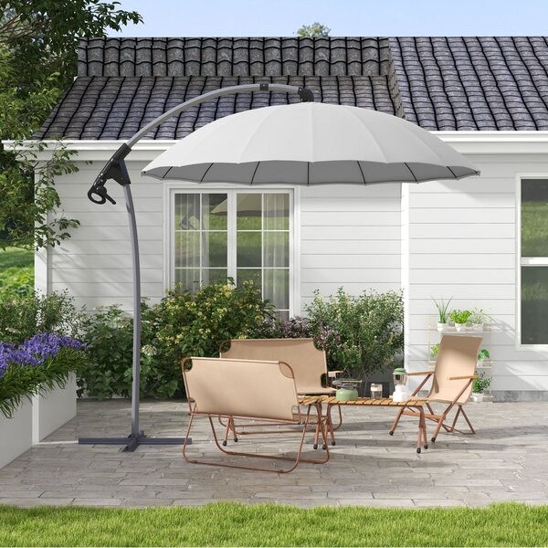 Outsunny Waterproof Cantilever Parasol: 2.7m UV-Protective Shade with Sturdy Cross Base, Adjustable Tilt, Grey Aosom UK