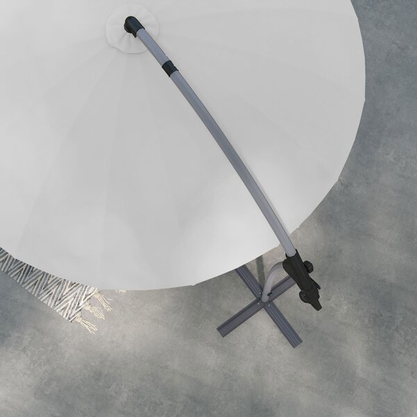 Outsunny Waterproof Cantilever Parasol: 2.7m UV-Protective Shade with Sturdy Cross Base, Adjustable Tilt, Grey Aosom UK