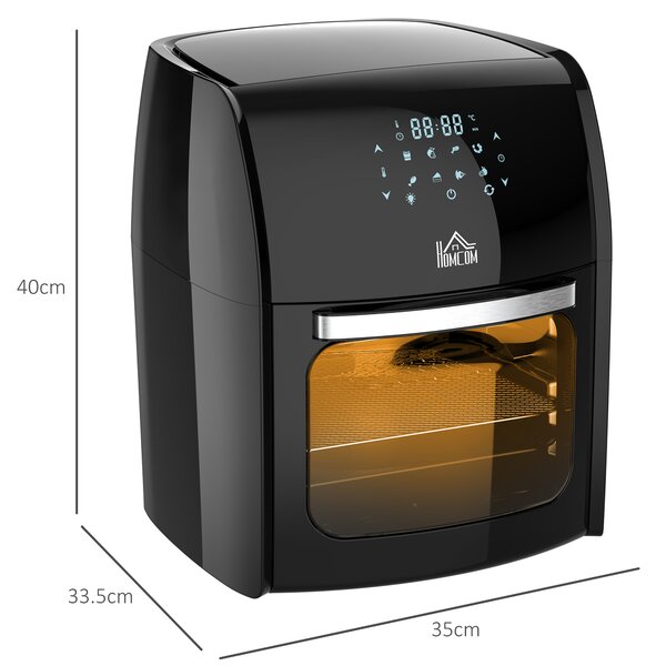 HOMCOM 12L 8 in 1 Digital Air Fryer Oven with Air Fry, Roast, Broil, Bake, Dehydrate, Rapid Air Circulation and 60-Minute Timer, 1800W, Black