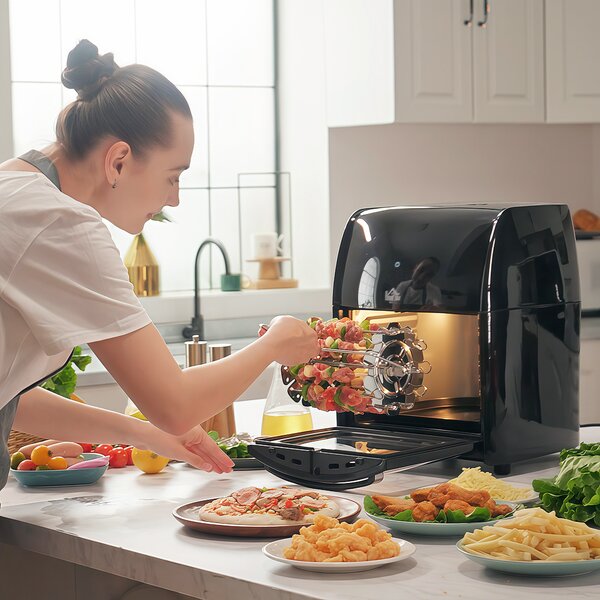 HOMCOM 12L 8 in 1 Digital Air Fryer Oven with Air Fry, Roast, Broil, Bake, Dehydrate, Rapid Air Circulation and 60-Minute Timer, 1800W, Black