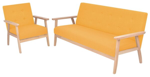 274917 Sofa Set 2 Pieces Fabric Yellow (244657+244659)