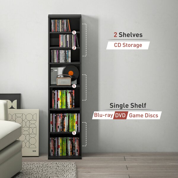 HOMCOM 260 Narrow CD Storage Unit - Black