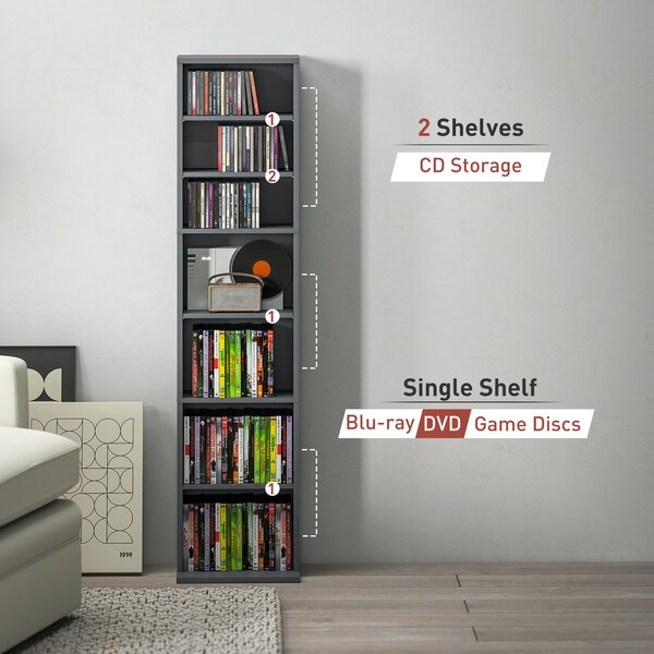 HOMCOM 260 Narrow CD Storage Unit - Grey