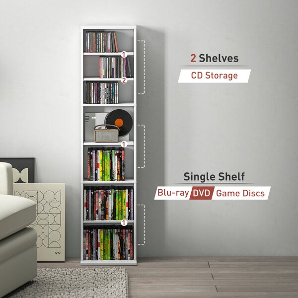 HOMCOM 260 Narrow CD Storage Unit - White