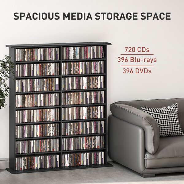 HOMCOM 720 CD/396 DVD/396 Blu-ray Storage Unit - Black