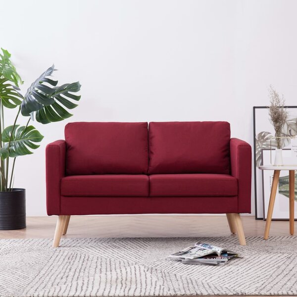 281363 2-Seater Sofa Fabric Wine Red