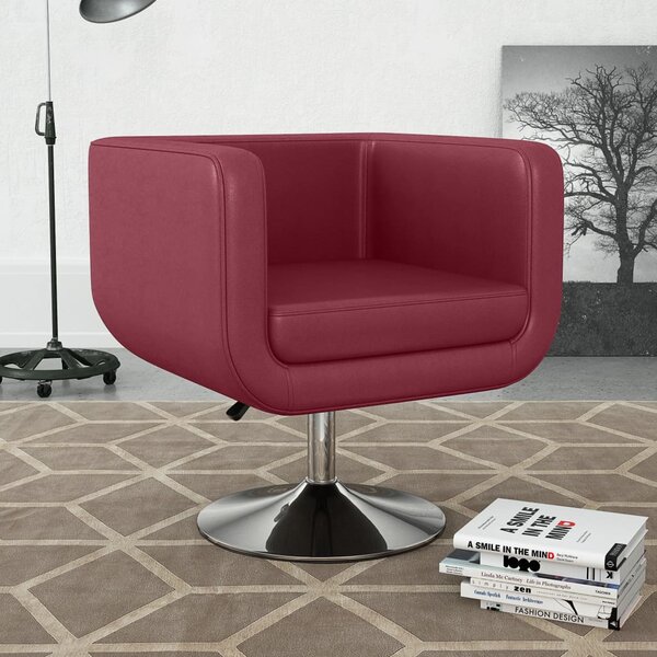Swivel Armchair Wine Red Faux Leather