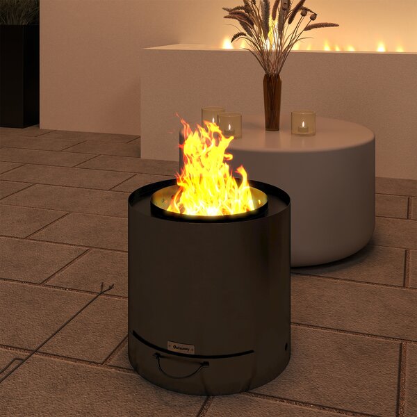 Outsunny Metal Wood-burning Fire Pit with Fire Poker - Black