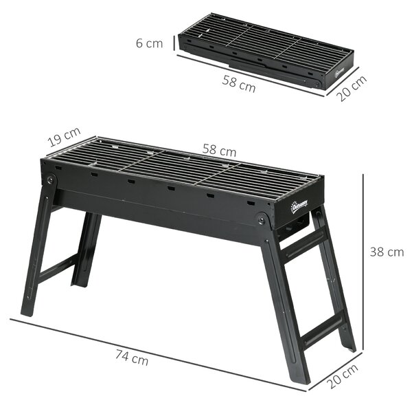 Outsunny Foldable Charcoal Grill - Black