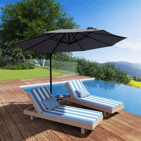 Outsunny Waterproof 3(m) Patio Offset Parasol Roma Umbrella Cantilever Hanging Sun Shade Canopy Shelter 360° Rotation w/ Cross Base Aosom UK
