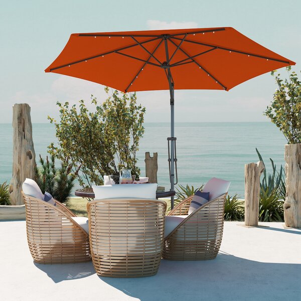 Outsunny 3(m) Garden Parasol Cantilever Umbrella with Solar LED - Orange