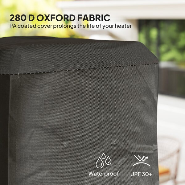 Outsunny Heavy Duty Gas Pyramid Patio Heater Cover, Full Length Outdoor Heater Cover Protector, UPF 30+ Oxford Fabric with Zipper, Black