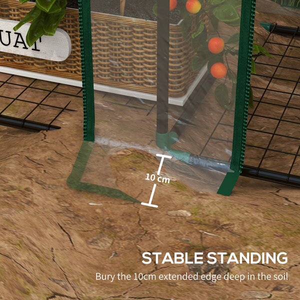 Outsunny 3 Tier 6 Wire Shelves Reinforced Mini Greenhouse, Clear
