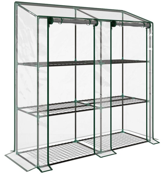 Outsunny 3 Tier 6 Wire Shelves Reinforced Mini Greenhouse, Clear