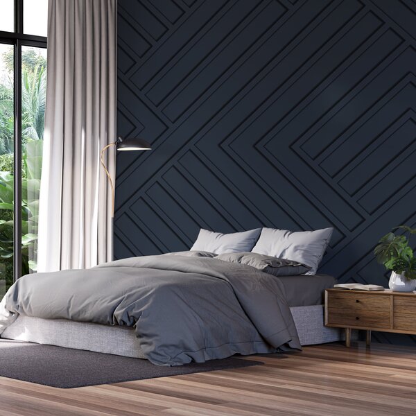 Navy Wood Panel Wall Mural