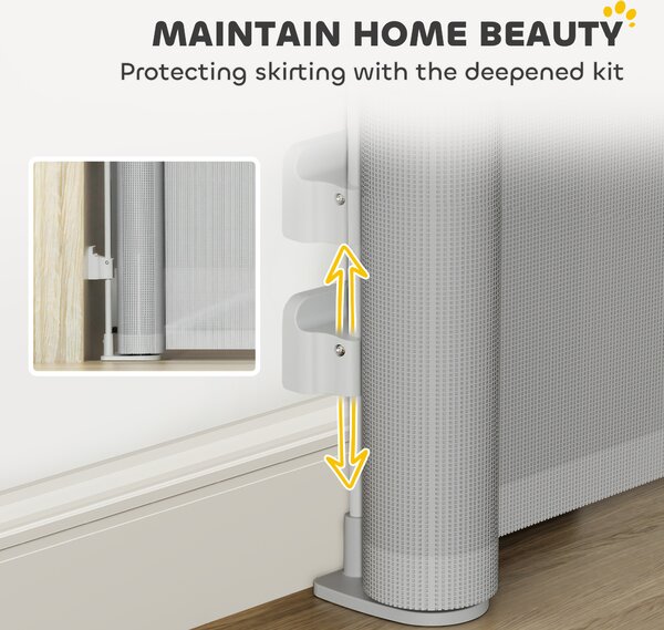 PawHut Retractable Stair Gate Extends Up to 180 cm Wide, Dog Gate for Doorways, Stairways, Hallways, Grey