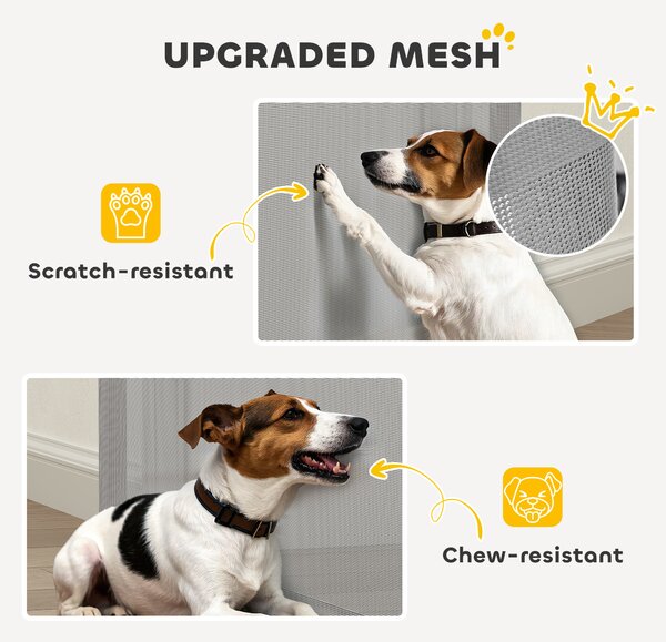 PawHut Retractable Stair Gate Extends Up to 180 cm Wide, Dog Gate for Doorways, Stairways, Hallways, Grey