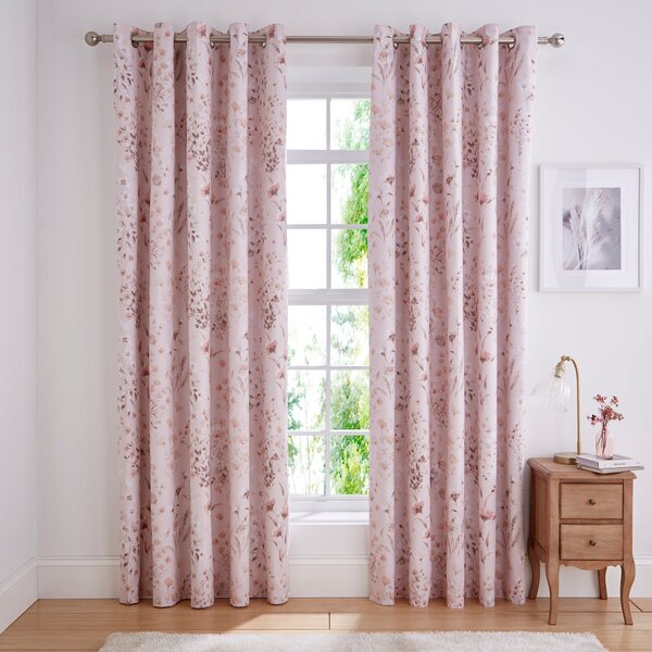 Watercoloured Floral Blackout Eyelet Curtains