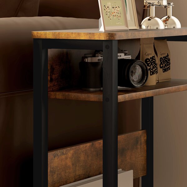 HOMCOM Industrial-Style Side Table - Black/Brown Aosom UK