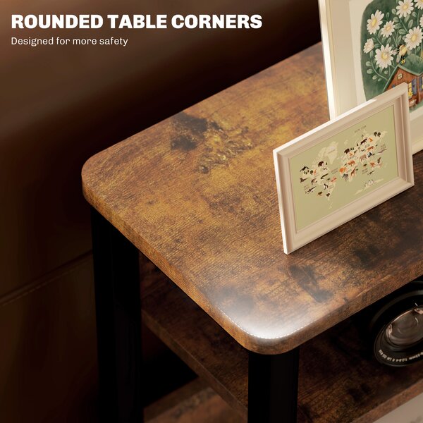 HOMCOM Industrial-Style Side Table - Black/Brown Aosom UK