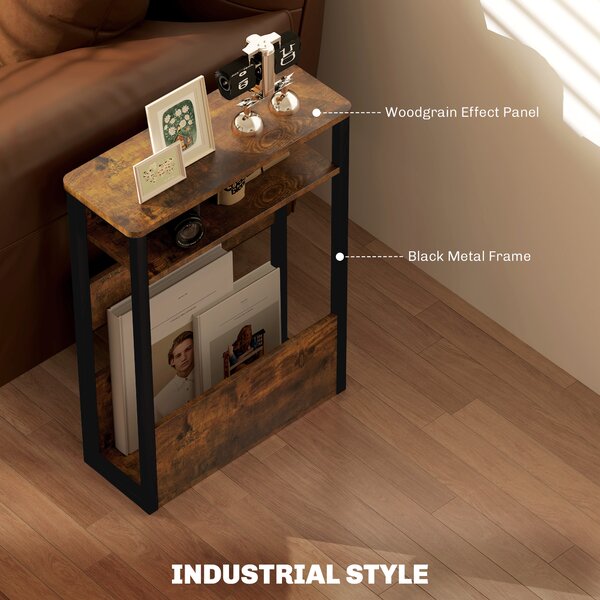 HOMCOM Industrial-Style Side Table - Black/Brown Aosom UK