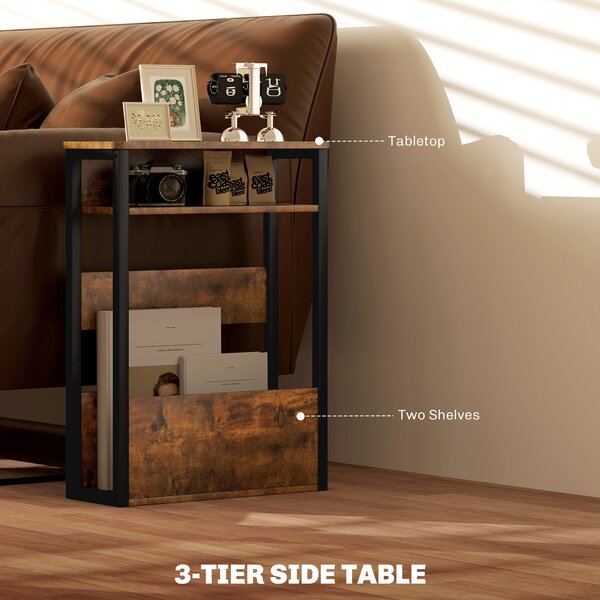 HOMCOM Industrial-Style Side Table - Black/Brown Aosom UK