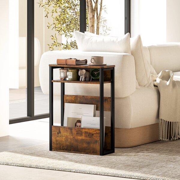 HOMCOM Industrial-Style Side Table - Black/Brown Aosom UK