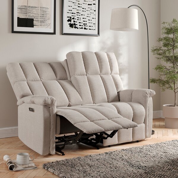 Spencer Chenille Power Recliner 2 Seater Sofa, Natural