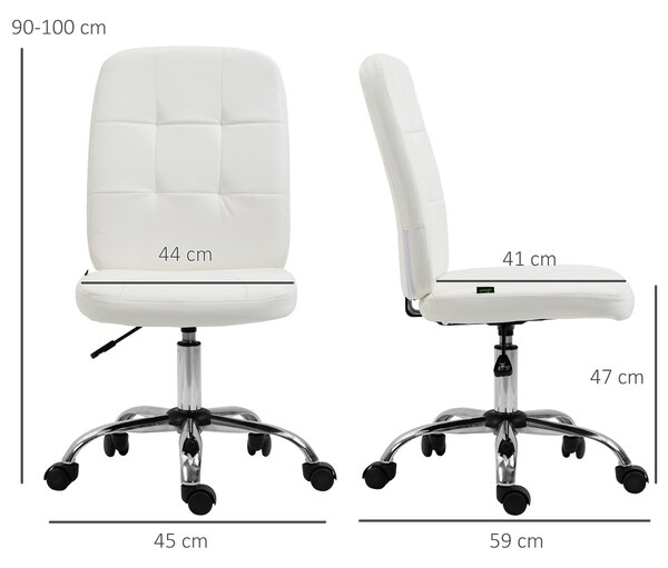 Vinsetto Home Office Chair, Faux Leather Desk Chair with Adjustable Height, Computer Desk Chair, Armless, White Aosom UK