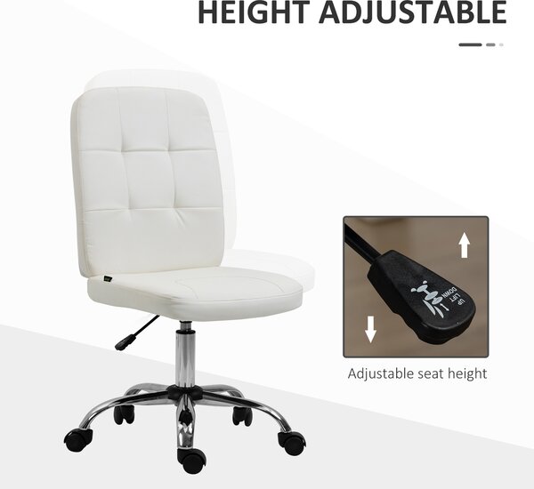 Vinsetto Home Office Chair, Faux Leather Desk Chair with Adjustable Height, Computer Desk Chair, Armless, White Aosom UK