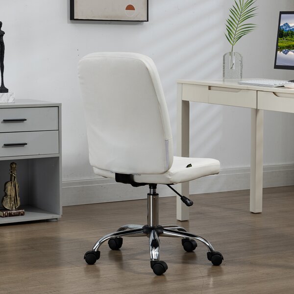 Vinsetto Home Office Chair, Faux Leather Desk Chair with Adjustable Height, Computer Desk Chair, Armless, White Aosom UK