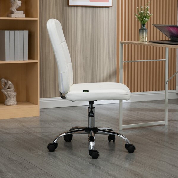 Vinsetto Home Office Chair, Faux Leather Desk Chair with Adjustable Height, Computer Desk Chair, Armless, White Aosom UK