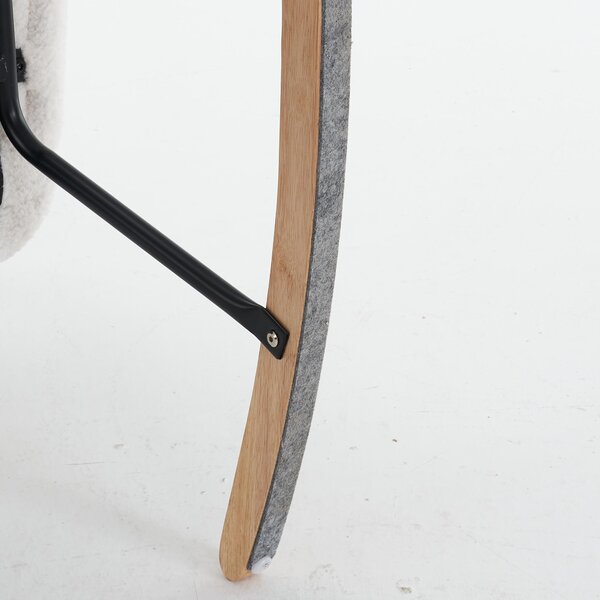 Teddy Fabric Rocking Chair with Tufted Upholstery, Padded Seat, Ergonomic Backrest, Ideal for Bedroom, Hallway, 102L x 70W x 105H cm, White Aosom.UK