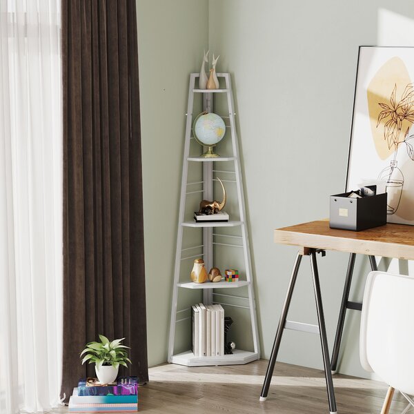 HOMCOM 5-Tier Corner Shelf - White