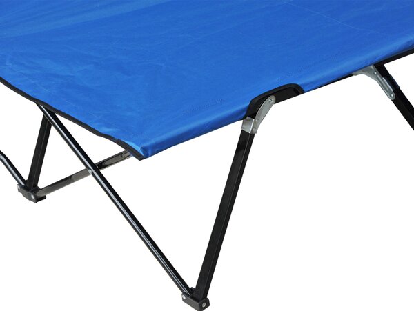 Outsunny Folding Double Camping Cot, Lightweight Outdoor Patio Sunbed with Carry Bag, Blue