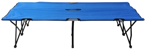 Outsunny Folding Double Camping Cot, Lightweight Outdoor Patio Sunbed with Carry Bag, Blue