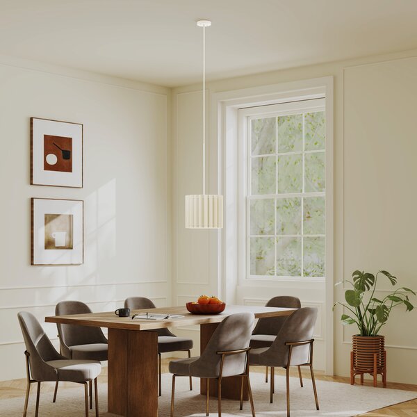 HOMCOM Linen Pendant Light, Modern Wave Ceiling Light Shade, E27 Lampshade for Living Room, Bedroom, Kitchen, Hallway, White