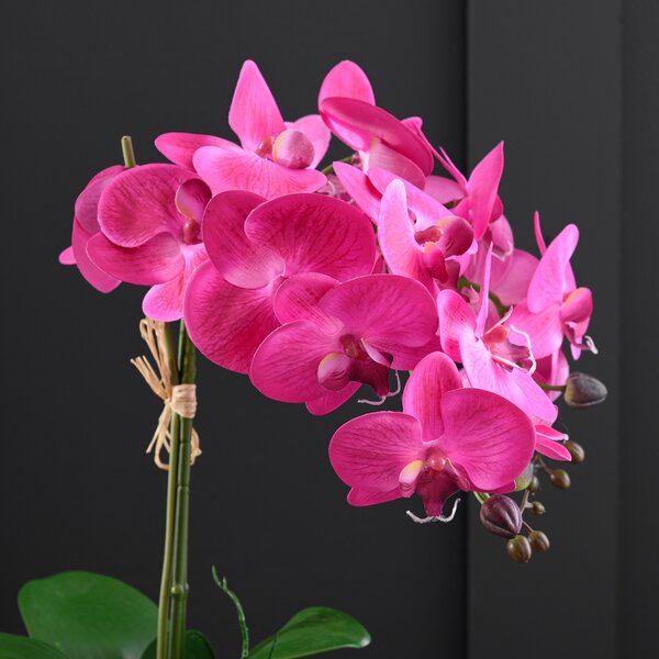 Artificial Pink Orchid in Glass Plant Pot