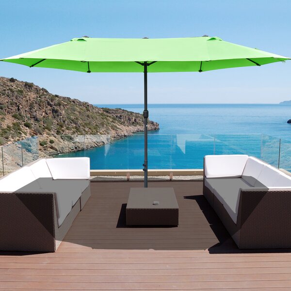 Outsunny Waterproof Double-Sided Parasol: 4.6m Weather-Resistant Canopy with Cross Base, Green Aosom UK