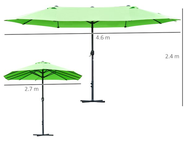 Outsunny Waterproof Double-Sided Parasol: 4.6m Weather-Resistant Canopy with Cross Base, Green Aosom UK