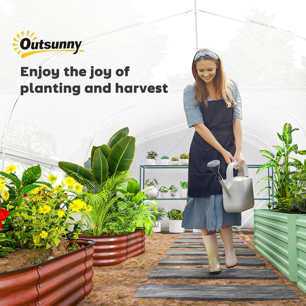 Outsunny Heavy Duty Polytunnel with Sidewalls, Door and 8 Windows, Complimentary Plant Labels and Gloves, White, 6 x 3 x 2m Aosom UK