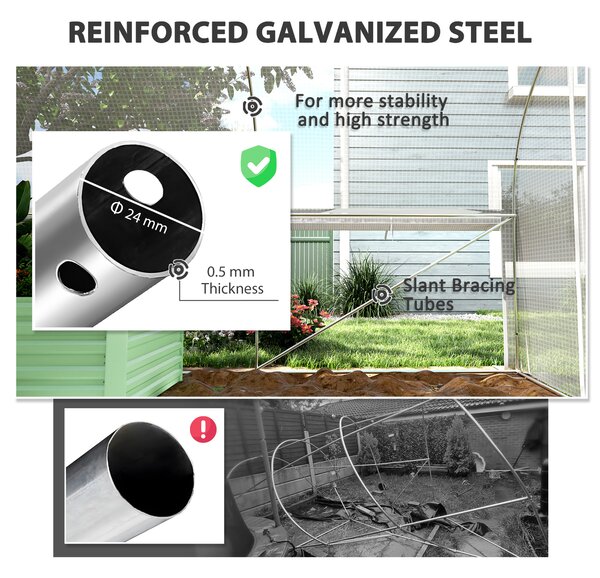 Outsunny Heavy Duty Polytunnel with Sidewalls, Door and 8 Windows, Complimentary Plant Labels and Gloves, White, 6 x 3 x 2m Aosom UK