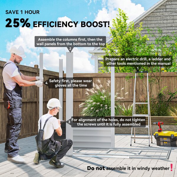 Outsunny 7 x 4ft Metal Garden Shed, Galvanised Steel Shed with Double Lockable Doors, Vents and Gloves, Outdoor Tool Storage Shed for Garden, Patio, Dark Grey