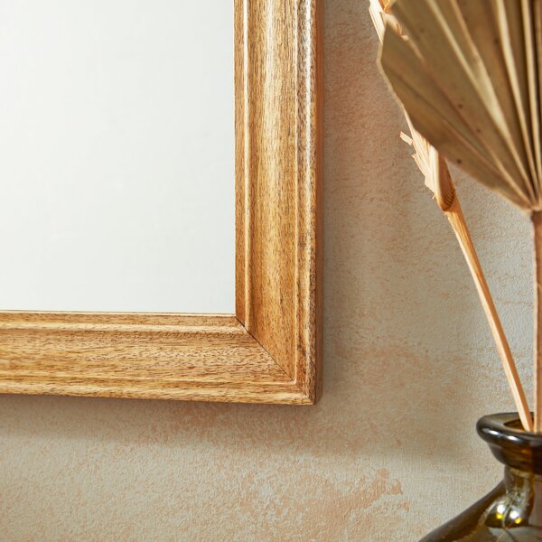 Ribbed Mango Wood Rectangle Overmantel Wall Mirror