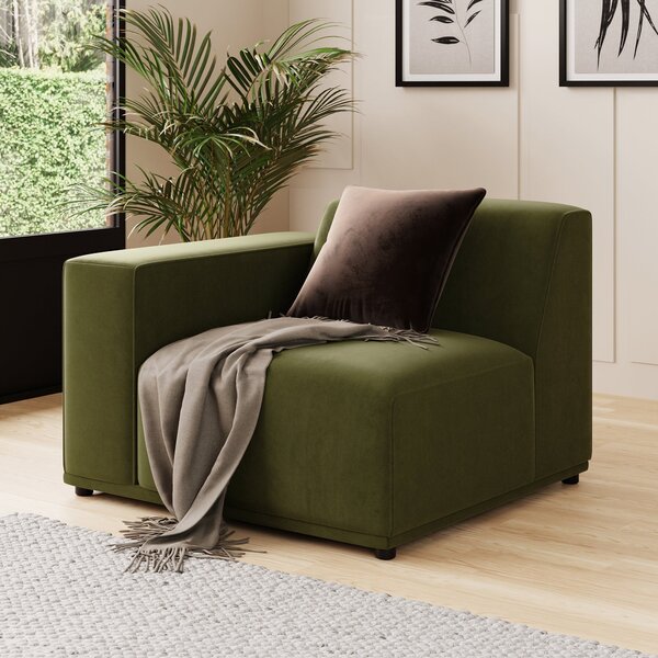 Modular Cruz Olive Velvet 3 Seater Sofa