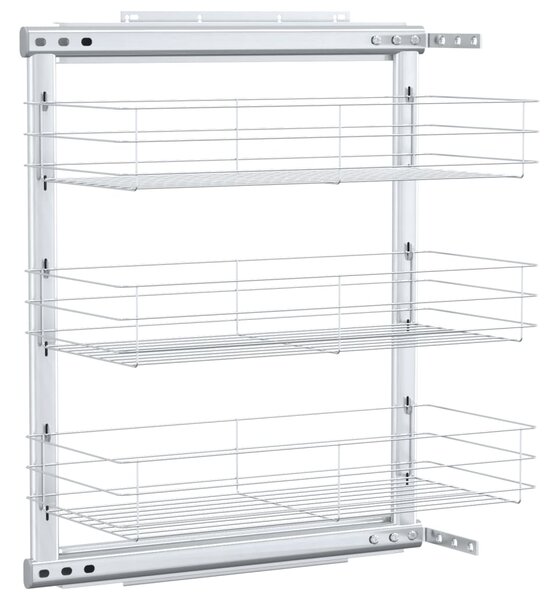 3-Tier Pull-out Kitchen Wire Basket Silver 47x25x56 cm