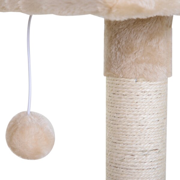PawHut 70cm 2-Tier Cat Tree with Hammock Bed, Natural Sisal Scratching Post & Dangle Toy, Pet Scratch Stand Aosom UK