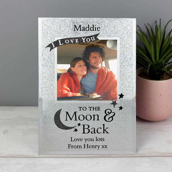 Personalised To the Moon and Back Glitter Glass Photo Frame