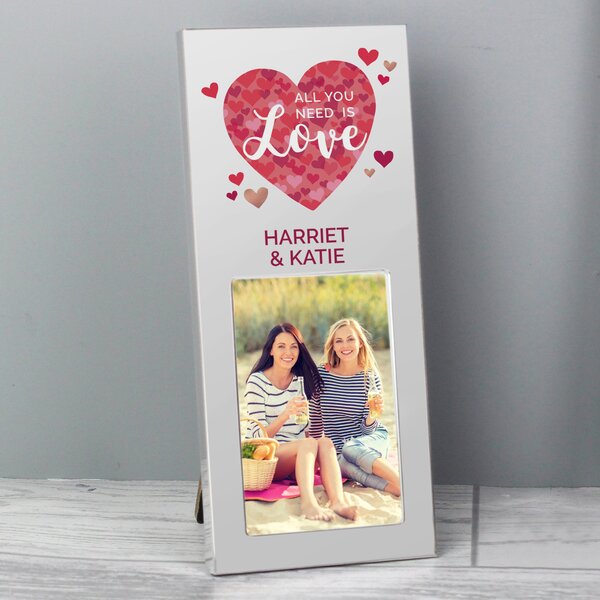 Personalised 'All You Need is Love' Confetti Hearts Photo Frame